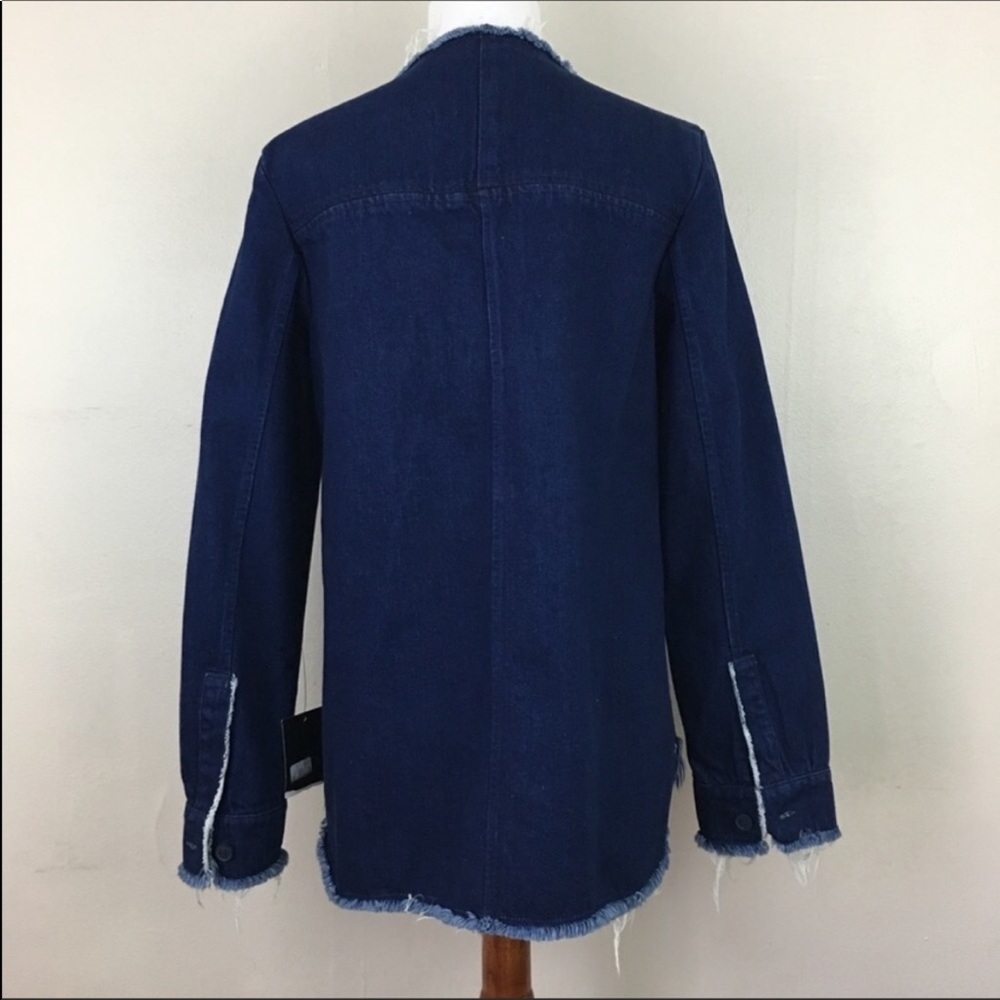 Zara Trafaluc‎ Jean Jacket XS 100% Cotton Relaxed Casual Grunge Edgy Shacket - Picture 7 of 8